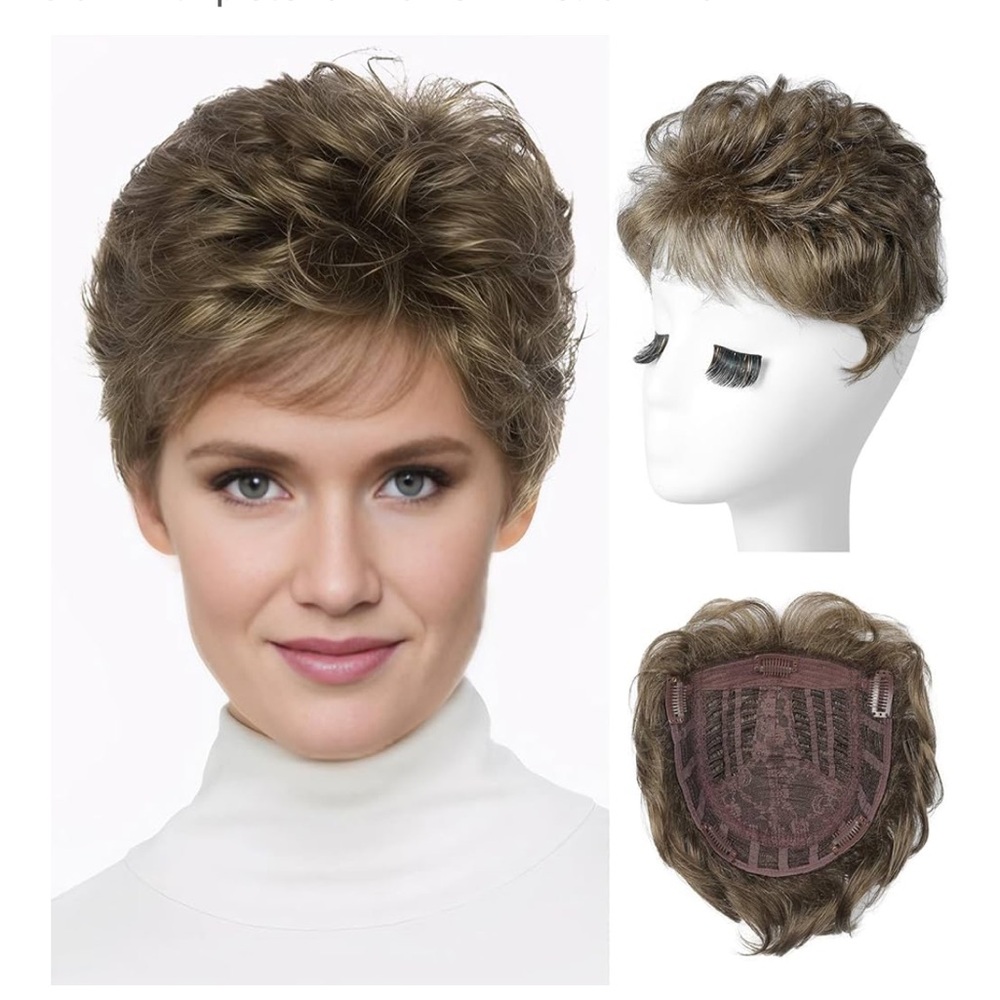 REECHO Hair Topper, Short Wiglet Hair Topper for Women with Medium Brown